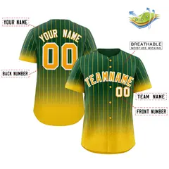 Green Gold-White Gradient Stripe Baseball Jersey 2