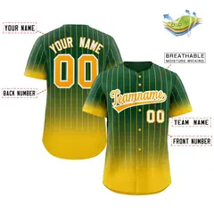 Green Gold-White Gradient Stripe Baseball Jersey 2