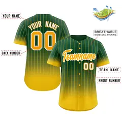 Green Gold-White Gradient Stripe Baseball Jersey 2