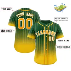 Green Gold-White Gradient Stripe Baseball Jersey 2