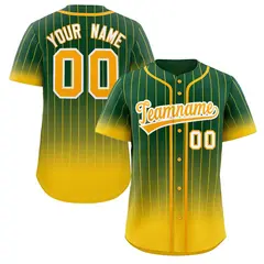 Green Gold-White Gradient Stripe Baseball Jersey