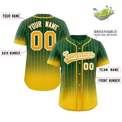 Green Gold-White Gradient Stripe Baseball Jersey 2