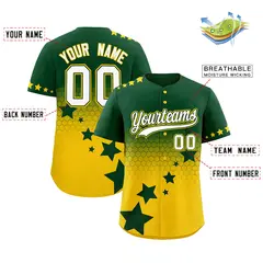 Green Gold White Rising Stars Gradient Baseball Jersey 2