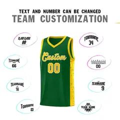 Green Gold-White Side Splash Basketball Uniform Jersey 4