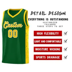 Green Gold-White Side Splash Basketball Uniform Jersey 5