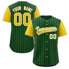 Green Gold-White Stripe Raglan Baseball Jersey 1