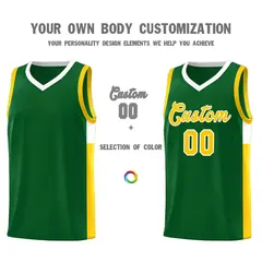 Green Gold-White Two-Tone Classic Basketball Jersey 3