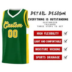 Green Gold-White Two-Tone Classic Basketball Jersey 5