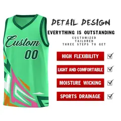 Green Gradient Graffiti Pattern Basketball Jersey 2