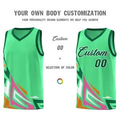 Green Gradient Graffiti Pattern Basketball Jersey 3