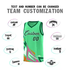 Green Gradient Graffiti Pattern Basketball Jersey 4