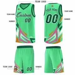 Green Gradient Graffiti Pattern Basketball Jersey 5