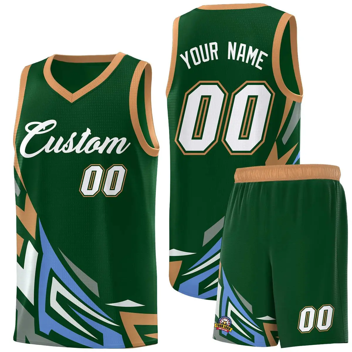 Green Gradient Graffiti Pattern Basketball Jersey