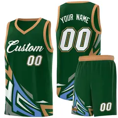Green Gradient Graffiti Pattern Basketball Jersey 1