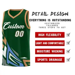 Green Gradient Graffiti Pattern Basketball Jersey 2