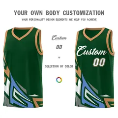 Green Gradient Graffiti Pattern Basketball Jersey 3