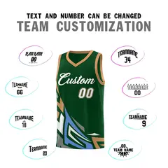Green Gradient Graffiti Pattern Basketball Jersey 4