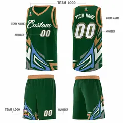 Green Gradient Graffiti Pattern Basketball Jersey 5
