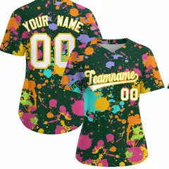 Green Graffiti Fashion Baseball Jersey For Women