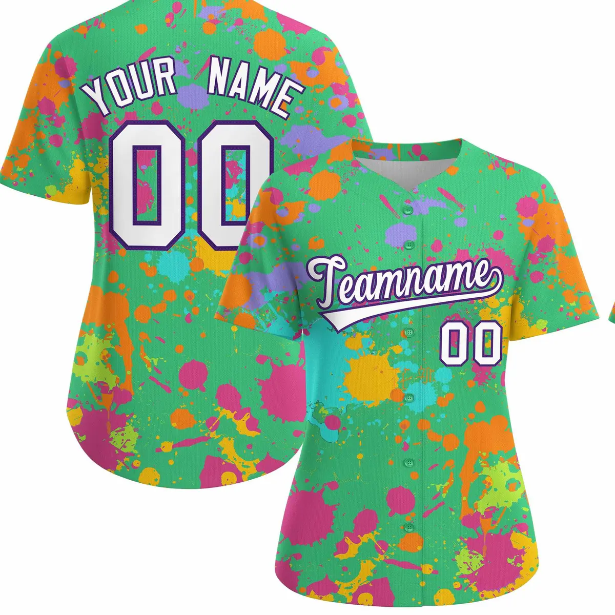 Green Graffiti Fashion Baseball Jersey For Women