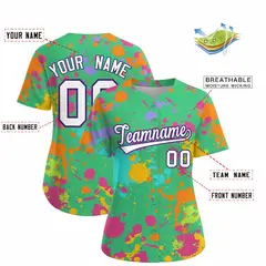Green Graffiti Fashion Baseball Jersey For Women 2