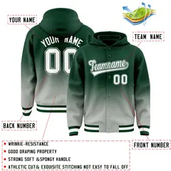 Green Gray Gradient Varsity Letterman Full-Snap Jacket Hoodie 4