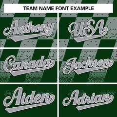 Green Gray Grid Speckles Color Block Baseball Jersey 3