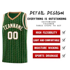 Green Gray Pinstripe Retro Uniform Basketball Jersey 2