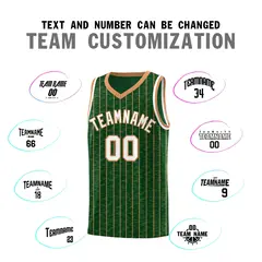 Green Gray Pinstripe Retro Uniform Basketball Jersey 4