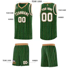 Green Gray Pinstripe Retro Uniform Basketball Jersey 5