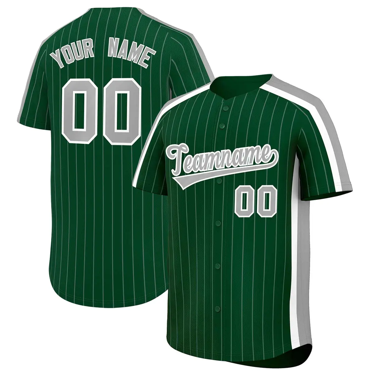 Green Gray Pinstripe Two-tone Side Authentic Baseball Jersey