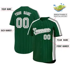 Green Gray Pinstripe Two-tone Side Authentic Baseball Jersey 2