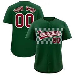 Green Gray Plaid Fashion Authentic Baseball Jersey 1