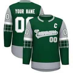 Green Gray Raglan Round-Neck Hockey Jersey