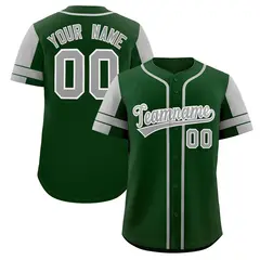 Green Gray Raglan Sleeves Authentic Baseball Jersey 1