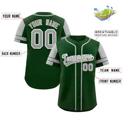 Green Gray Raglan Sleeves Authentic Baseball Jersey 2