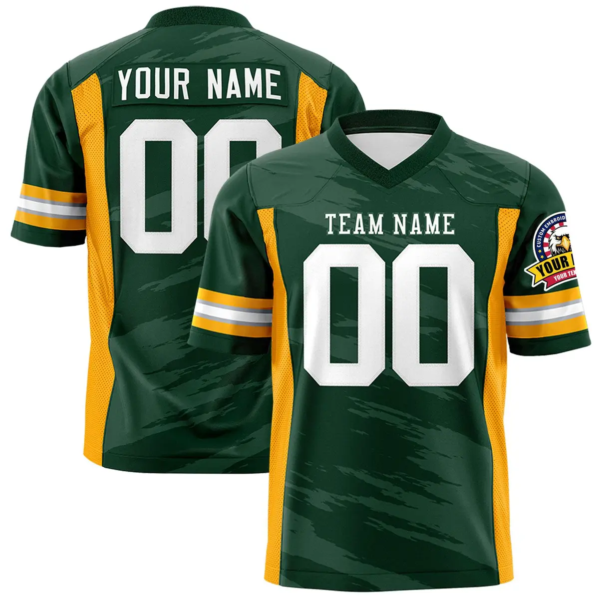 Green Gray Scratch Pattern Authentic Football Jersey