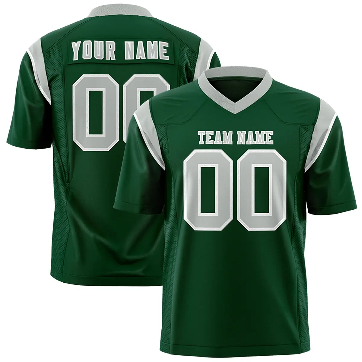 Green Gray Shoulder Cut Two-Tone Flag Football Jersey