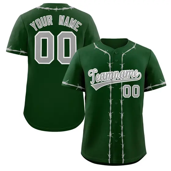 Green Gray Thorns Ribbed Authentic Classic Baseball Jersey