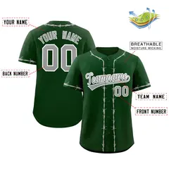 Green Gray Thorns Ribbed Authentic Classic Baseball Jersey 2