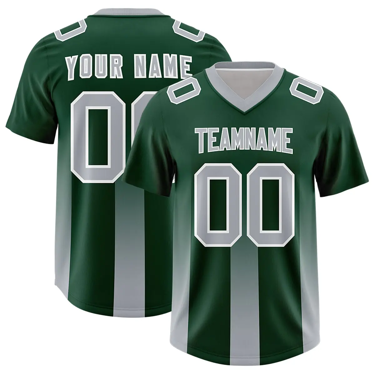 Green Gray Vertical Gradient Stripe Team Football Jersey