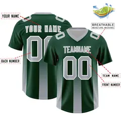 Green Gray Vertical Gradient Stripe Team Football Jersey 2