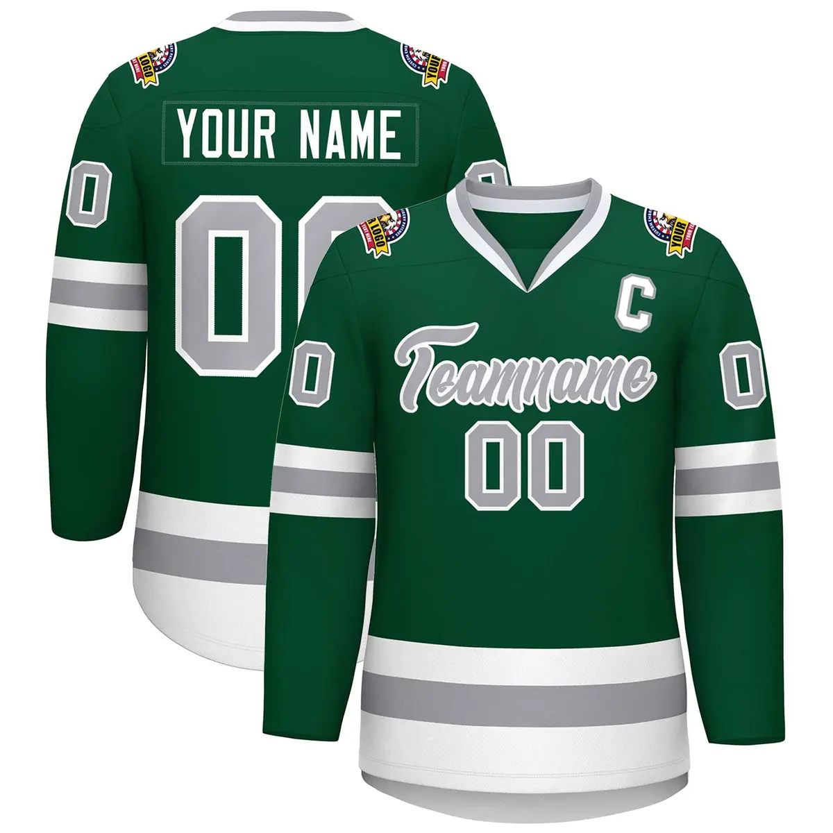 Green Gray-White Classic Hockey Jersey