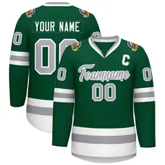 Green Gray-White Classic Hockey Jersey 1