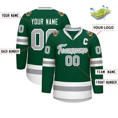 Green Gray-White Classic Hockey Jersey 2