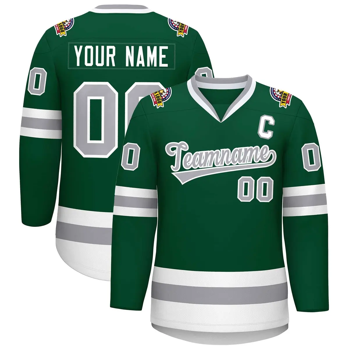 Green Gray-White Classic Hockey Jersey