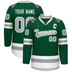 Green Gray-White Classic Hockey Jersey 1