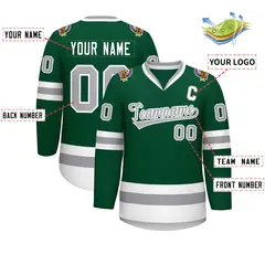 Green Gray-White Classic Hockey Jersey 2