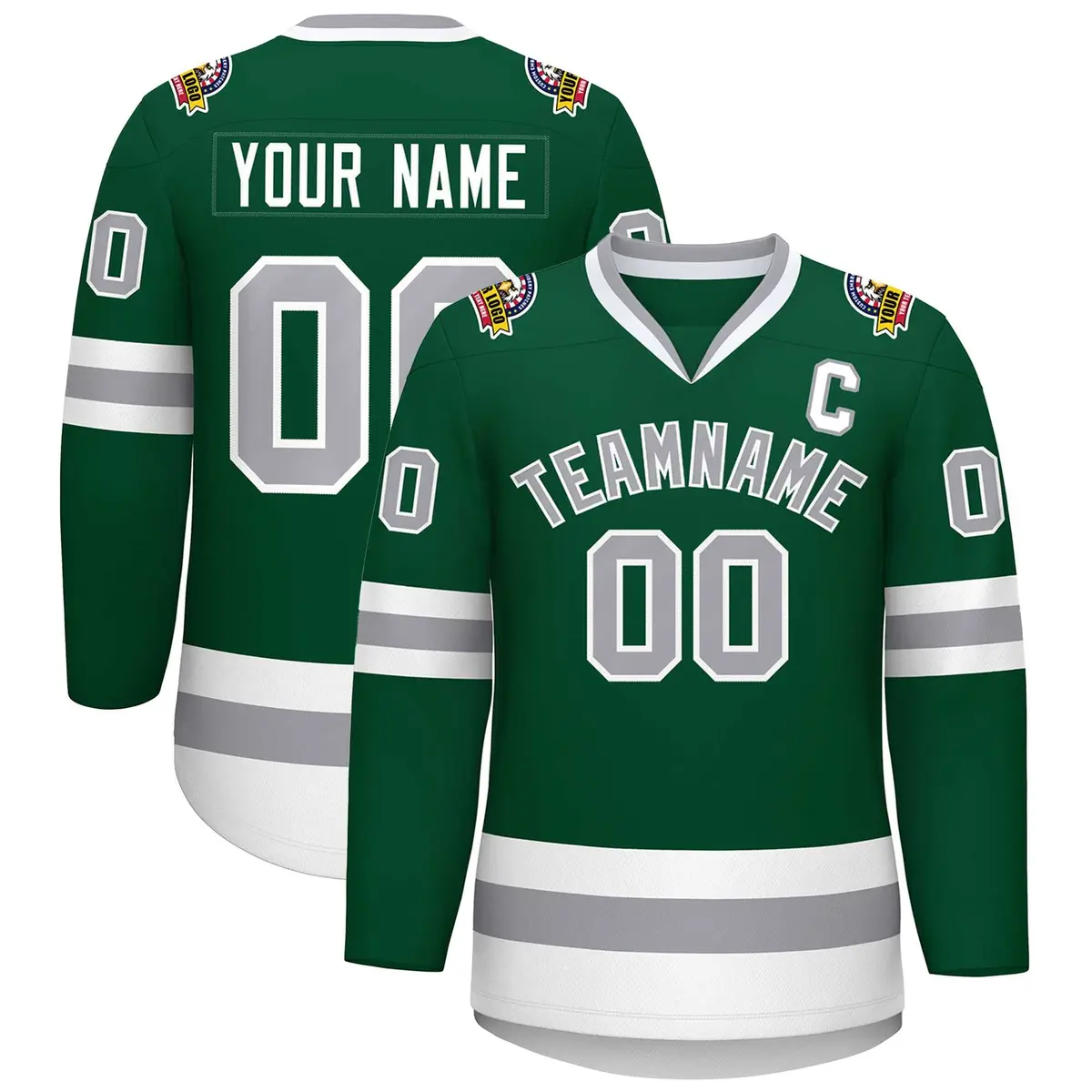 Green Gray-White Classic Hockey Jersey