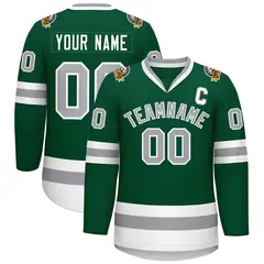 Green Gray-White Classic Hockey Jersey 1
